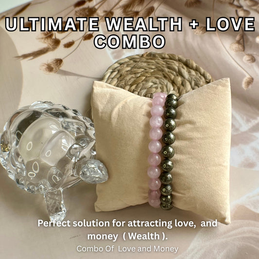 Ultimate Wealth + Love Combo – Pyrite & Rose Quartz Bracelet