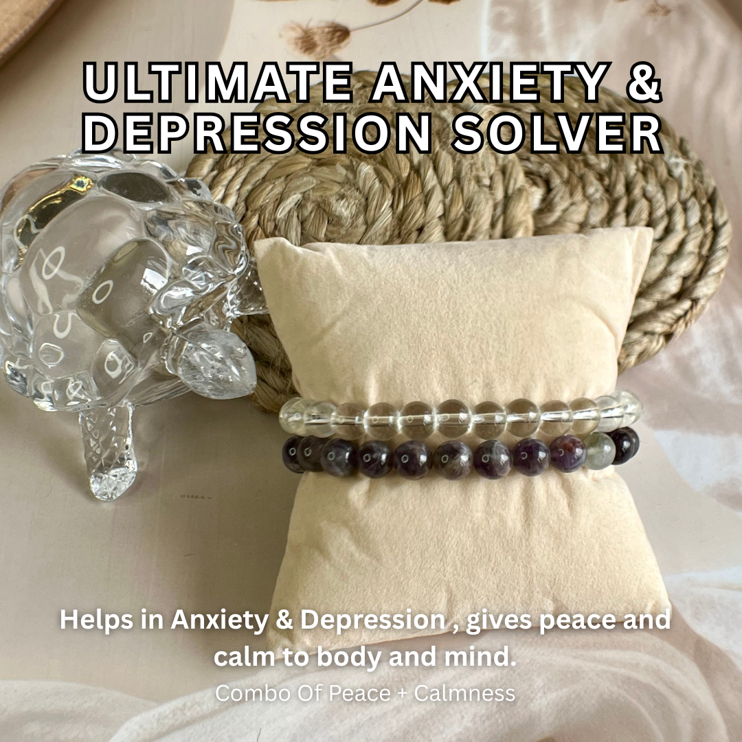 Ultimate Depression and Anxiety Combo – Amethyst & Clear Quartz Bracelets