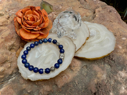 Lapis Lazuli Buddha Healing Bracelet – Stone of Wisdom, Peace & Enlightenment