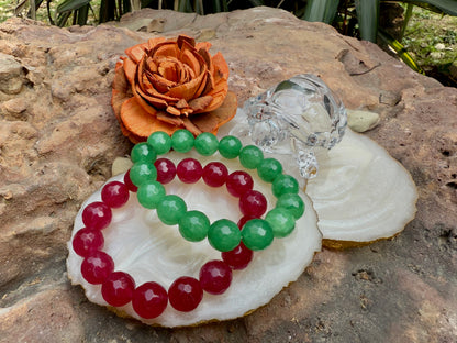 Green Aventurine & Ruby Radiance Couple Bond Bracelet