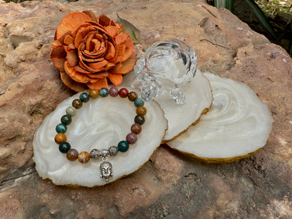 Dragon's Blood Buddha Charm Bracelet – Stone of Courage, Strength & Healing