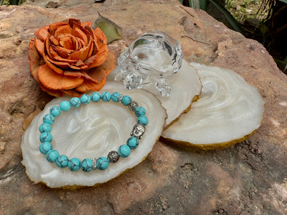 Turquoise Buddha Gemstone Bracelet – Stone of Healing, Peace & Protection