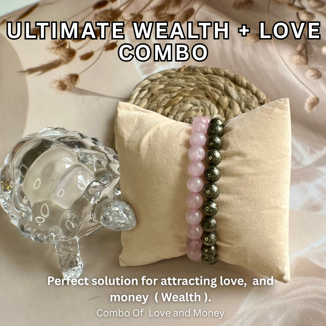 Ultimate Wealth + Love Combo – Pyrite & Rose Quartz Bracelet