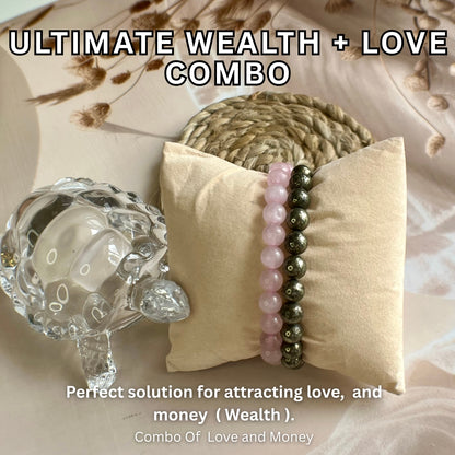 Ultimate Wealth + Love Combo – Pyrite & Rose Quartz Bracelet