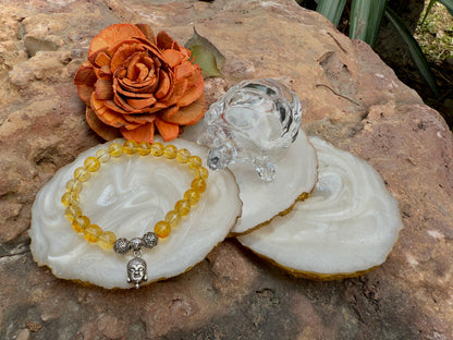 Citrine Buddha Charm Healing Bracelet – Stone of Success, Abundance & Positivity