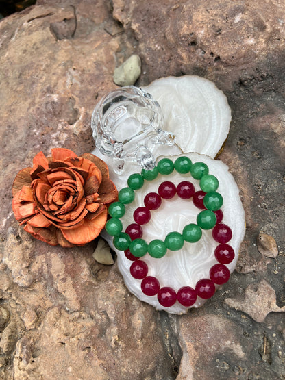 Green Aventurine & Ruby Radiance Couple Bond Bracelet