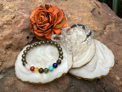 9 Chakra Pyrite Bracelet - Boss Babe Jewels