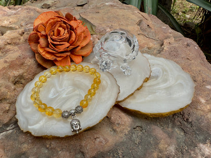 Citrine Buddha Charm Healing Bracelet – Stone of Success, Abundance & Positivity