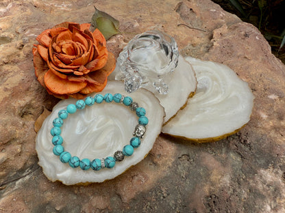 Turquoise Buddha Gemstone Bracelet – Stone of Healing, Peace & Protection