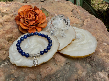Lapis Lazuli Buddha Charm Healing Bracelet – Stone of Wisdom, Truth & Spiritual Growth