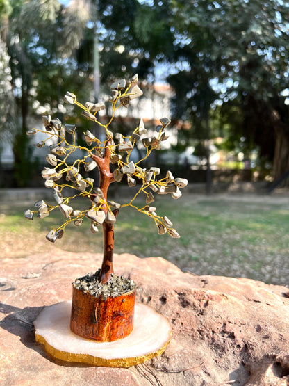 Pyrite Money Magnet Chip Tree (100 Beads) – Natural Crystal Tree for Wealth, Prosperity and Positive Energy