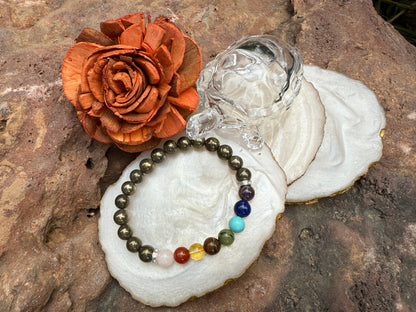 9 Chakra Pyrite Bracelet - Boss Babe Jewels