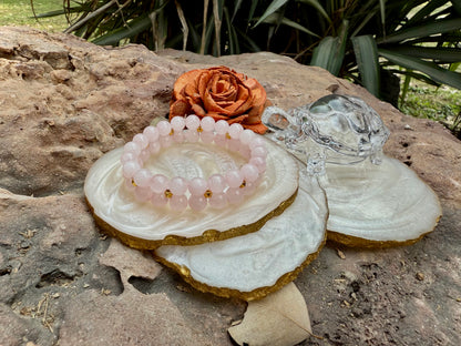 Rose Quartz Harmony Bracelet – Natural Crystal Bracelet for Love, Peace & Emotional Balance