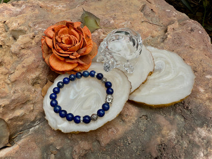 Lapis Lazuli Buddha Healing Bracelet – Stone of Wisdom, Peace & Enlightenment