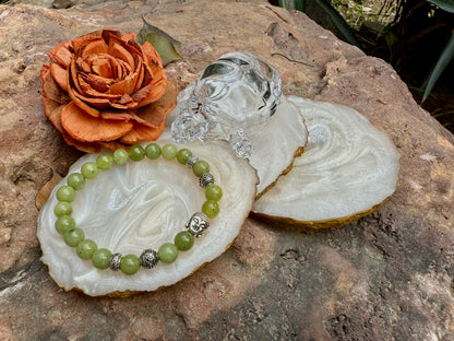 Green Jade Buddha Healing Bracelet – Stone of Luck, Peace & Protection