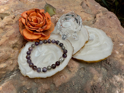 Amethyst Buddha Bracelet – Stone of Peace, Protection & Spiritual Growth
