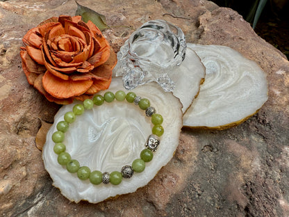 Green Jade Buddha Healing Bracelet – Stone of Luck, Peace & Protection