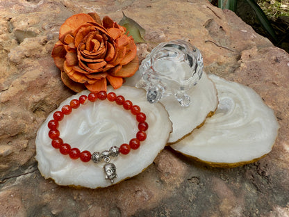 Red Carnelian Buddha Charm Bracelet – Stone of Courage, Passion & Motivation