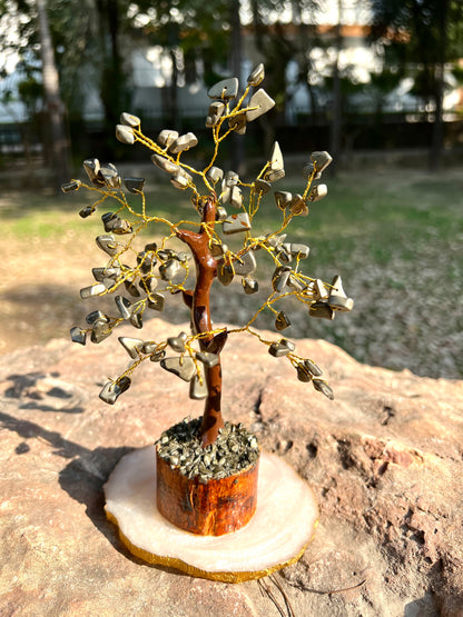 Pyrite Money Magnet Chip Tree (100 Beads) – Natural Crystal Tree for Wealth, Prosperity and Positive Energy