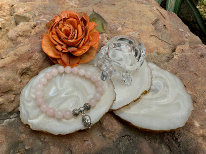 Rose Quartz Buddha Charm Bracelet – Natural Crystal Bracelet for Love, Peace & Spiritual Healing