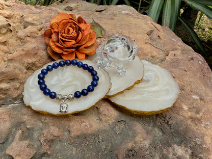 Lapis Lazuli Buddha Charm Healing Bracelet – Stone of Wisdom, Truth & Spiritual Growth