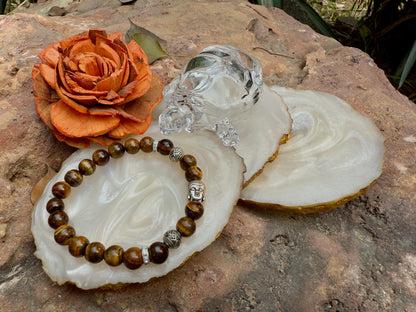 Tiger’s Eye Buddha Healing Bracelet – Stone of Courage, Protection & Balance