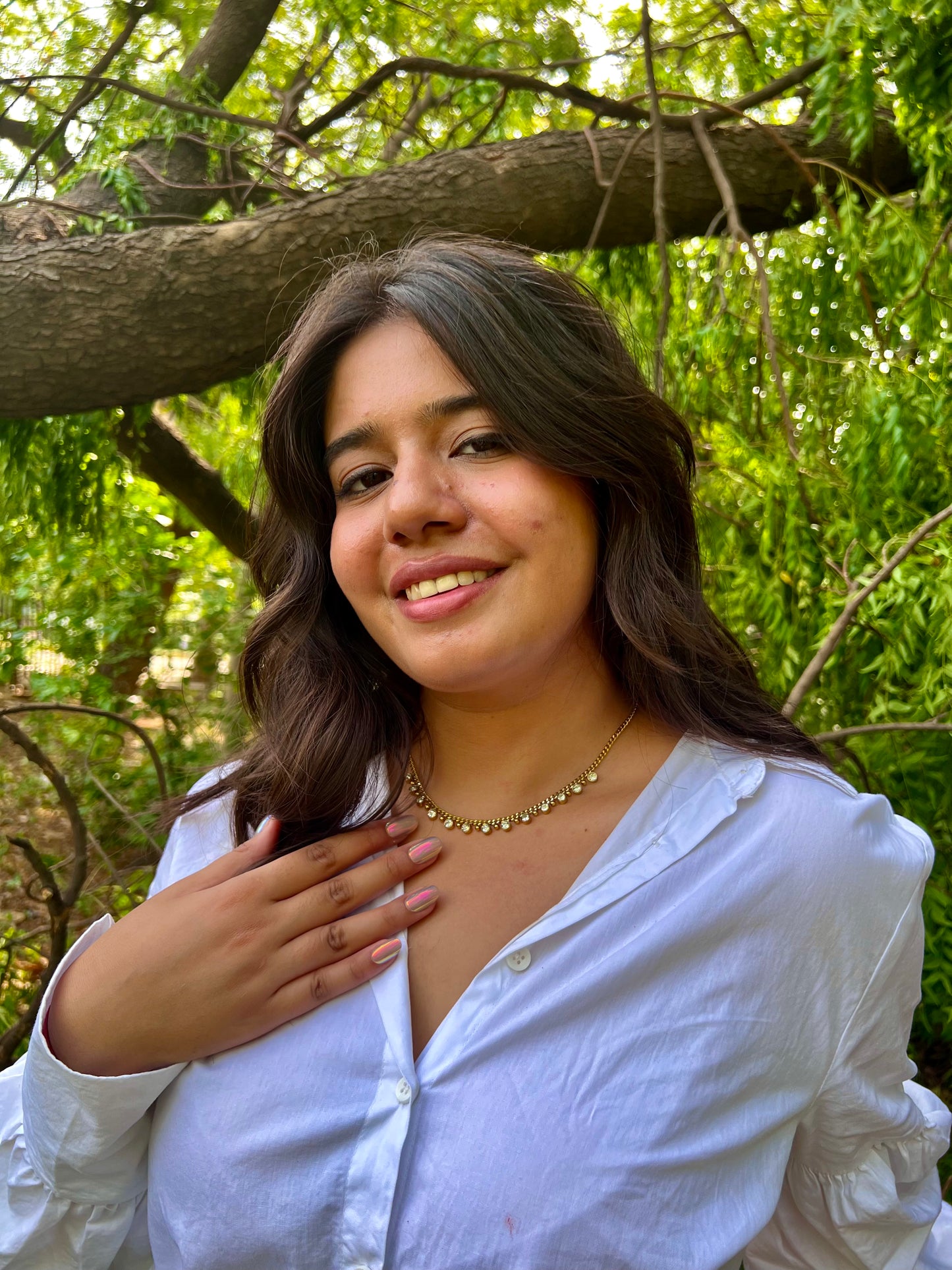 Crystal Cascade Gold Necklace