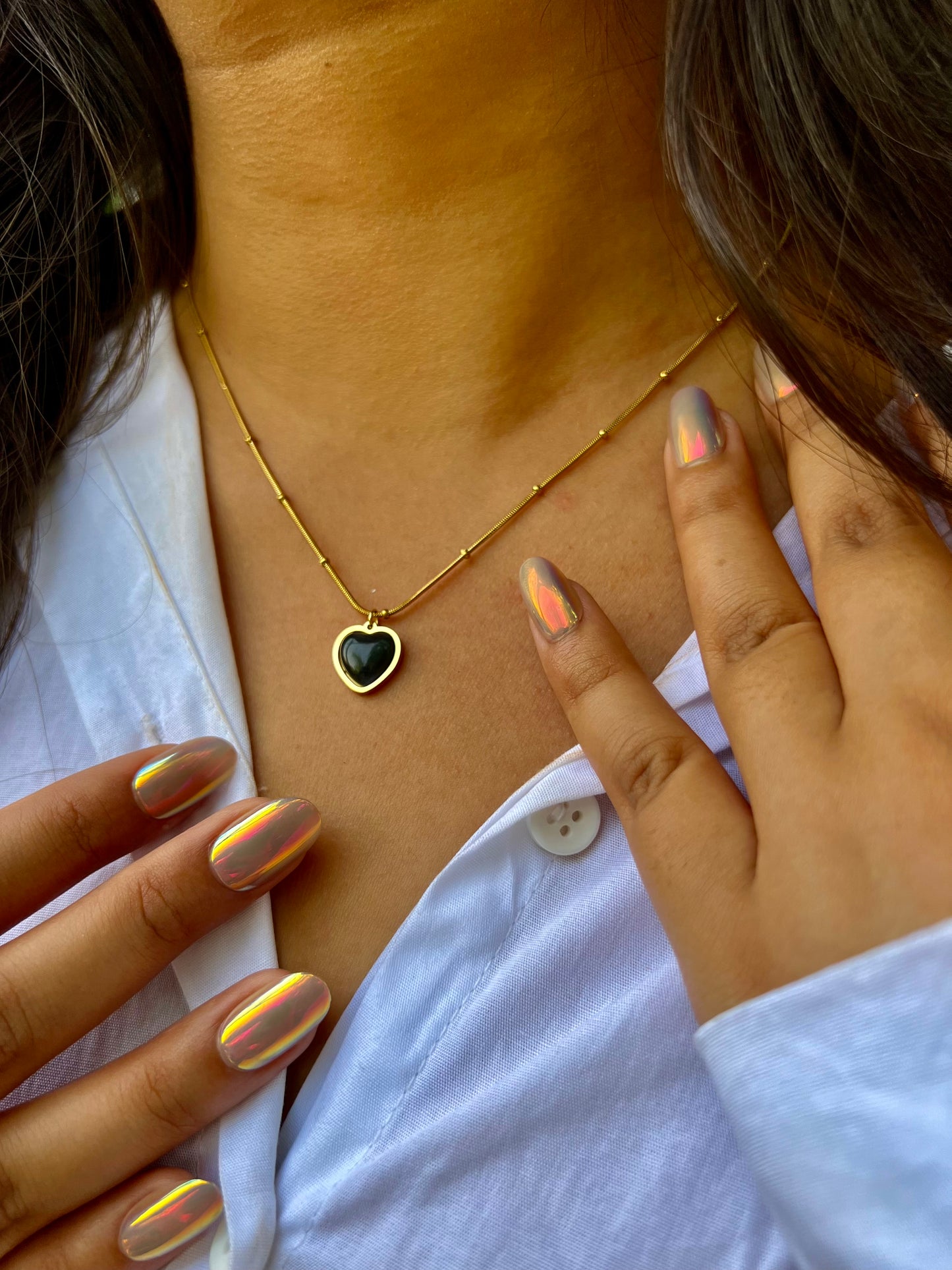 Shadow Heart Gold Necklace