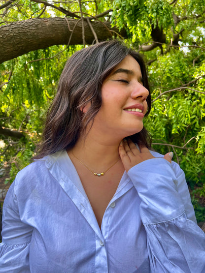 Tricolor Heartbeat Gold Necklace