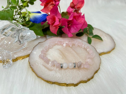 Rose Quartz Chip Bracelet – Natural Crystal Bracelet for Love, Healing & Positivity