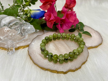 Green Jade Double Layer Bracelet for Prosperity, Harmony & Protection