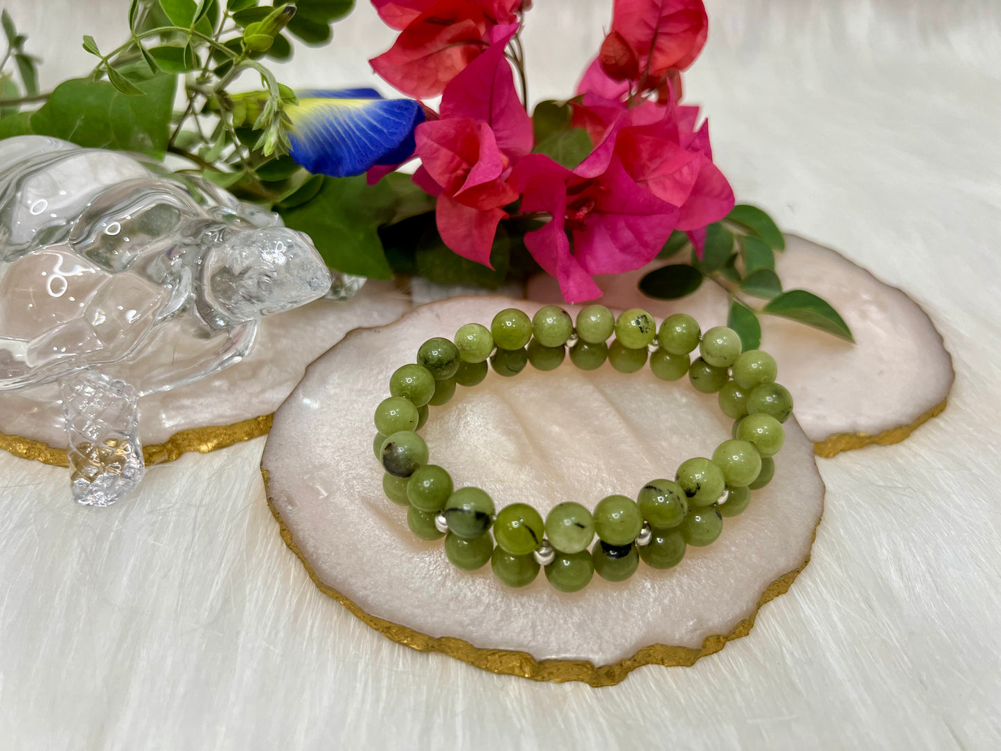Green Jade Double Layer Bracelet for Prosperity, Harmony & Protection