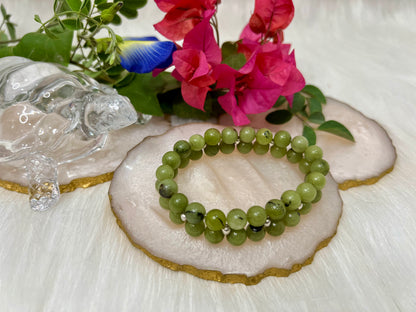 Green Jade Double Layer Bracelet for Prosperity, Harmony & Protection