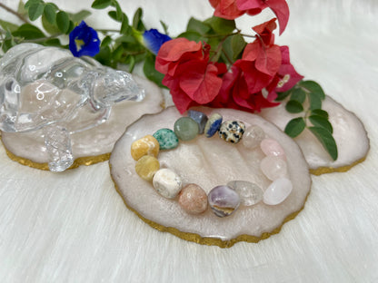 The Universe on Your Wrist – Mixed Crystal Tumble Bracelet for Healing, Balance & Positive Energy