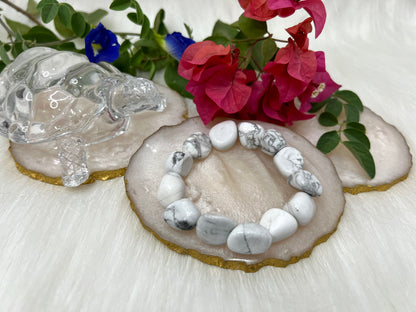 Howlite Tumble Bracelet for Calmness, Patience & Stress Relief