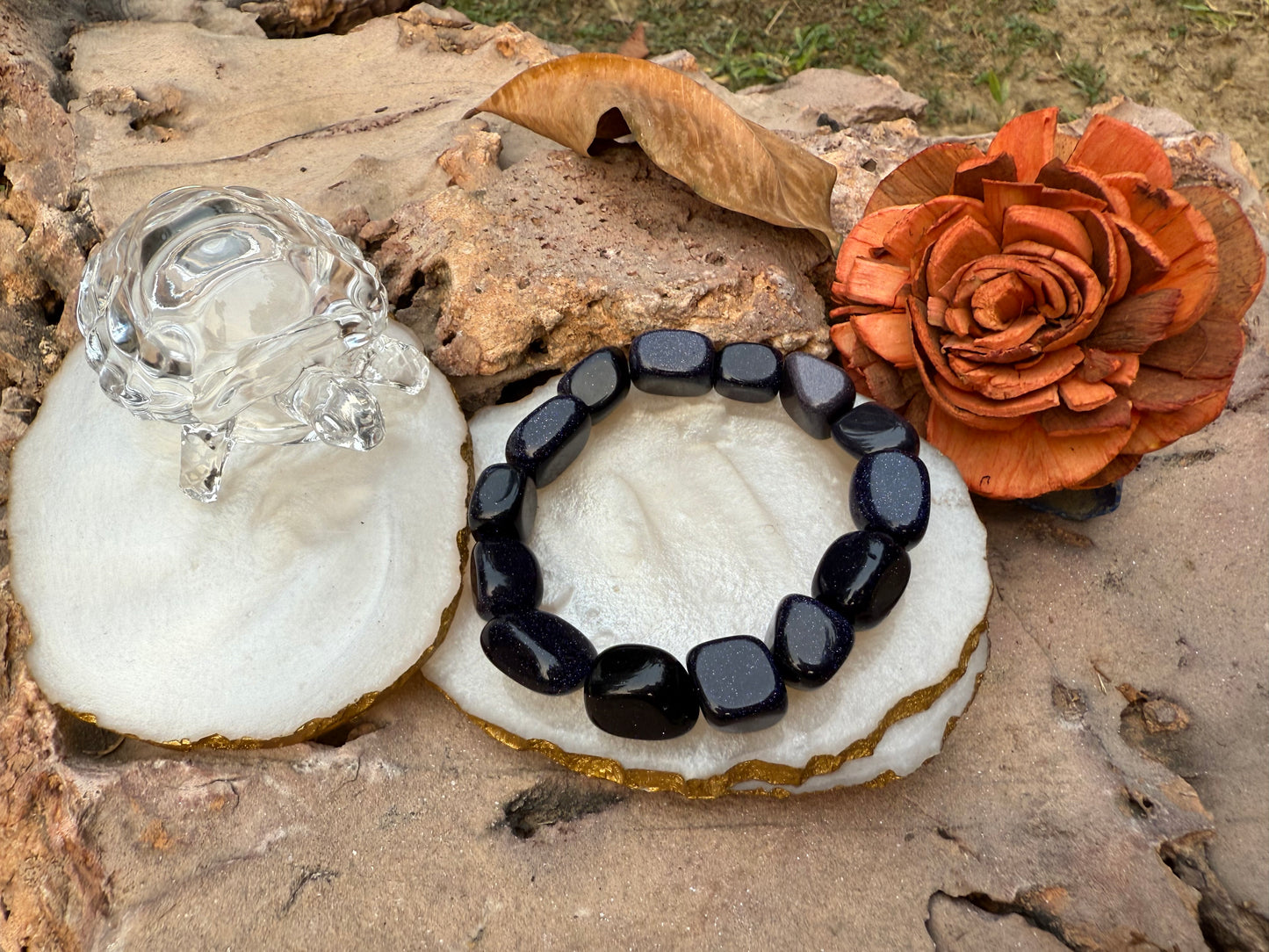 Blue Goldstone Tumble Bracelet - Boss Babe Jewels
