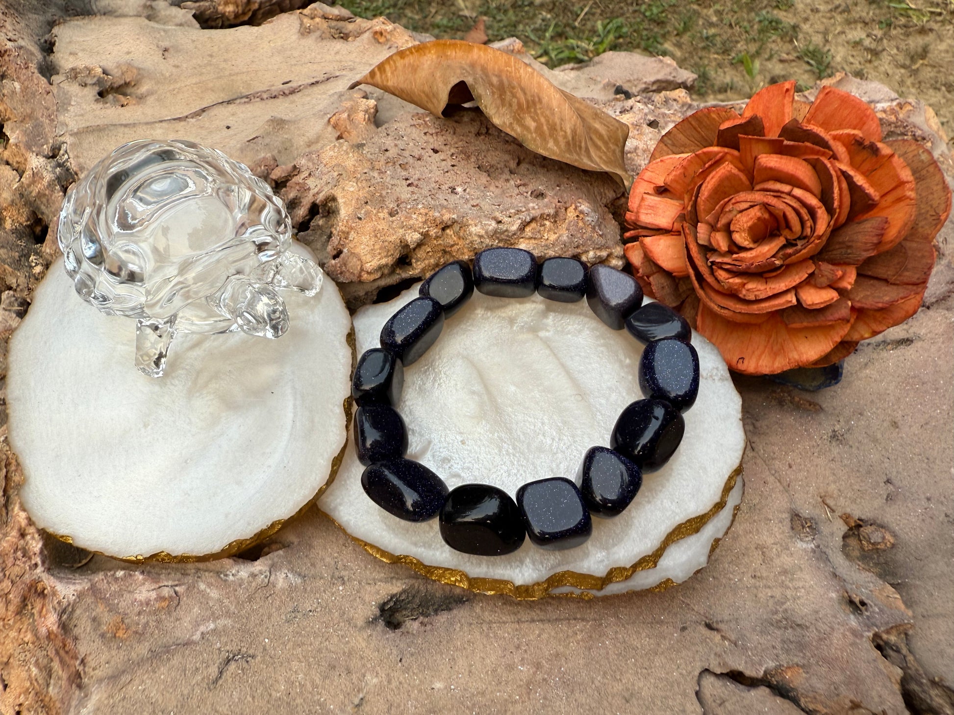 Blue Goldstone Tumble Bracelet - Boss Babe Jewels