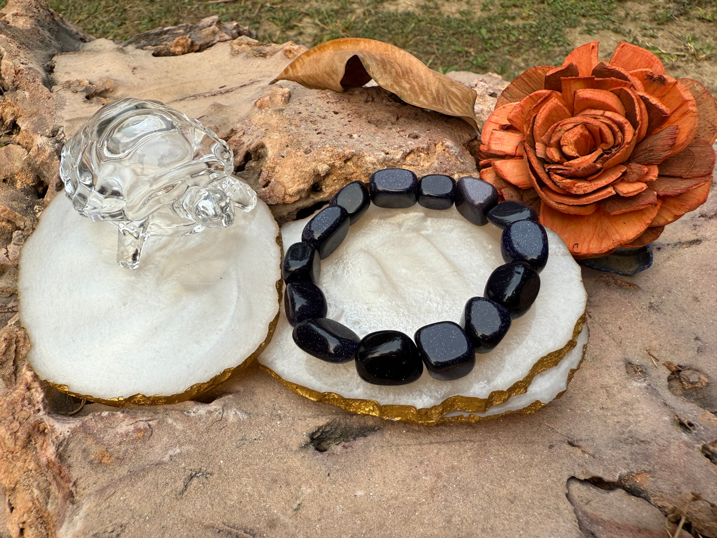 Blue Goldstone Tumble Bracelet - Boss Babe Jewels