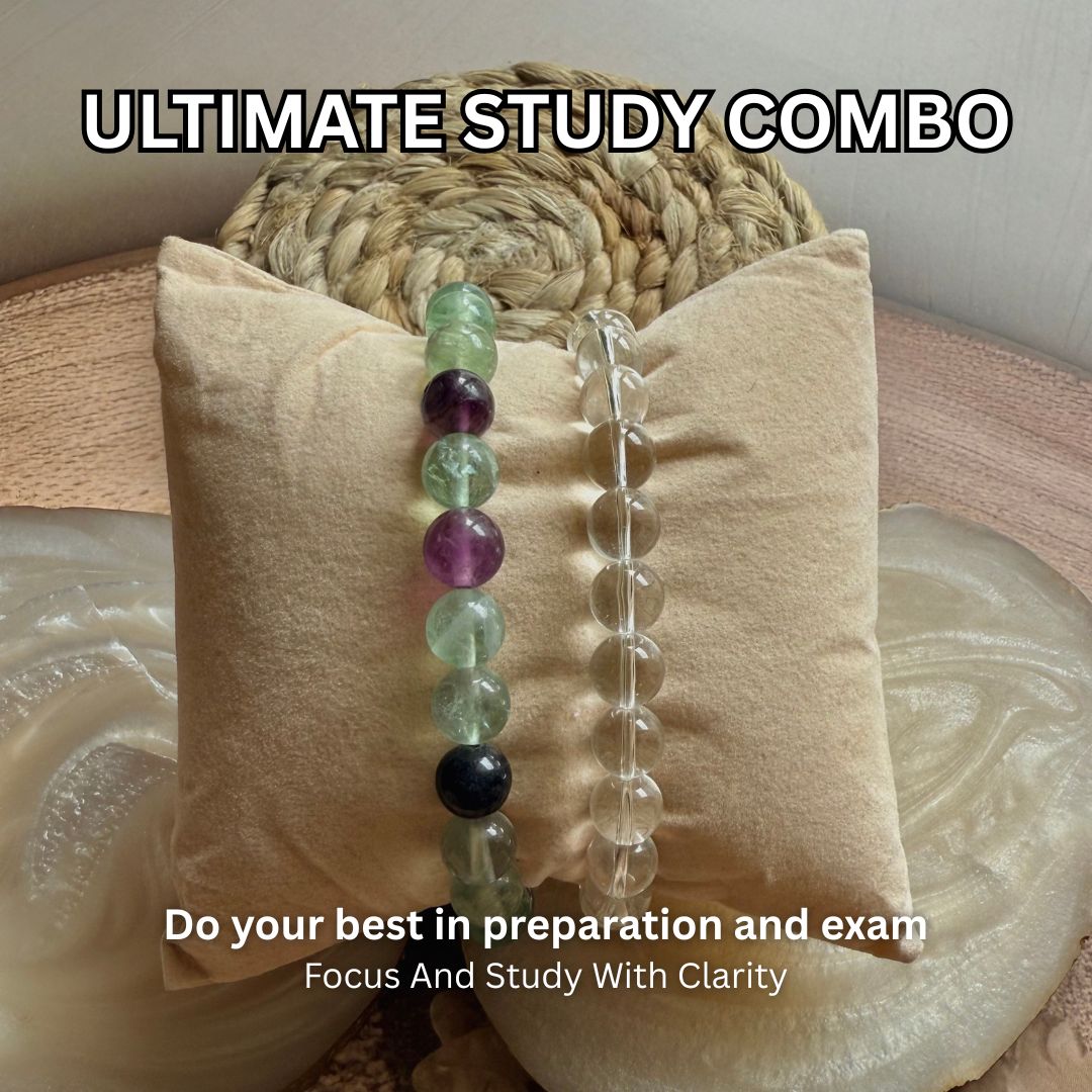 Ultimate Study Combo – Multi Fluorite & Clear Quartz Bracelet