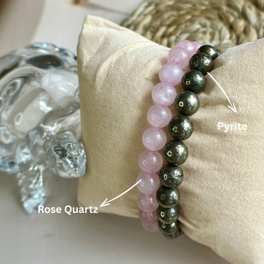 Ultimate Wealth + Love Combo – Pyrite & Rose Quartz Bracelet