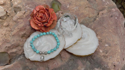 Turquoise Buddha Charm Gemstone Bracelet – Stone of Healing, Protection & Wisdom