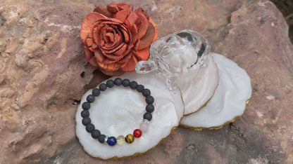 5 Chakra Lava Bracelet – Natural Healing Stone Bracelet for Energy Balance and Protection