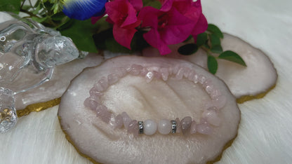 Rose Quartz Chip Bracelet – Natural Crystal Bracelet for Love, Healing & Positivity