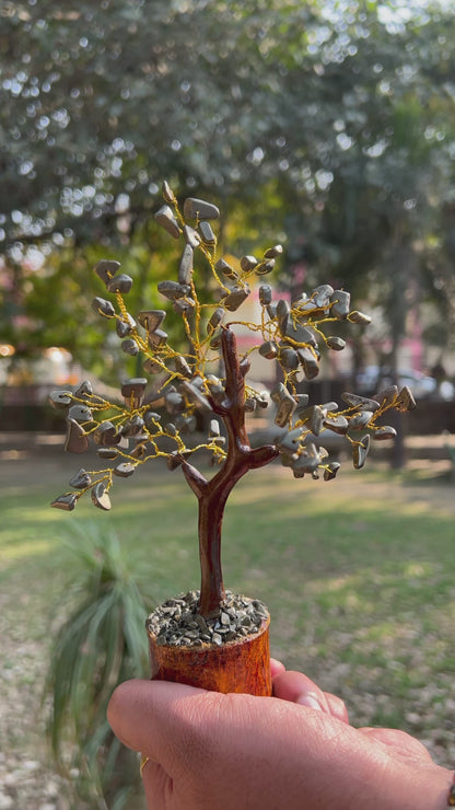 Pyrite Money Magnet Chip Tree (100 Beads) – Natural Crystal Tree for Wealth, Prosperity and Positive Energy