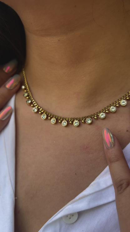 Crystal Cascade Gold Necklace