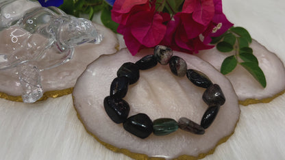 Grounded Glow – Black Tourmaline Tumble Bracelet for Protection, Grounding & Positive Energy