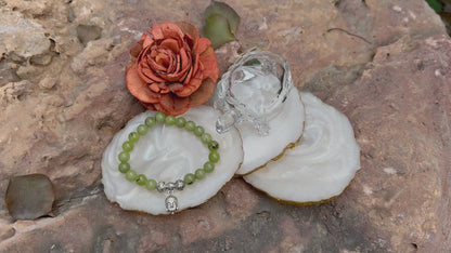 Green Jade Buddha Charm Healing Bracelet – Stone of Luck, Harmony & Protection