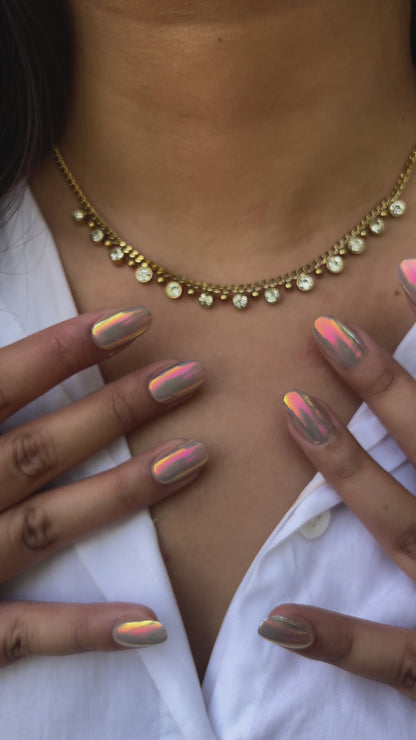 Crystal Cascade Gold Necklace