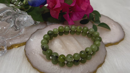 Green Jade Double Layer Bracelet for Prosperity, Harmony & Protection