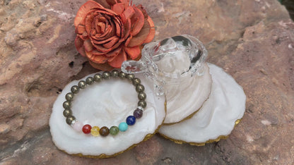9 Chakra Pyrite Bracelet – Natural Healing Crystal for Wealth, Energy Alignment and Protection